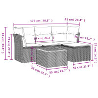 vidaXL 5-tlg. Garten-Sofagarnitur mit Kissen Schwarz Poly Rattan