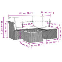 vidaXL 5-tlg. Garten-Sofagarnitur mit Kissen Grau Poly Rattan