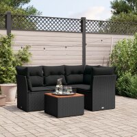 vidaXL 5-tlg. Garten-Sofagarnitur mit Kissen Schwarz Poly...