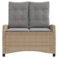 vidaXL Gartenbank Verstellbar mit Kissen Beige Poly Rattan