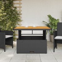 vidaXL Gartentisch Schwarz 110x110x71 cm Poly Rattan und Akazienholz