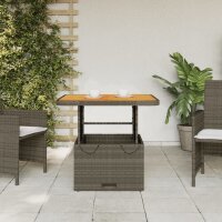 vidaXL Gartentisch Grau 80x80x71 cm Poly Rattan und Akazienholz