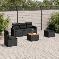 vidaXL 6-tlg. Garten-Sofagarnitur mit Kissen Schwarz Poly...