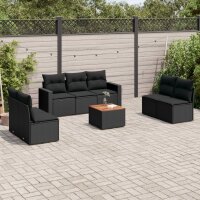 vidaXL 8-tlg. Garten-Sofagarnitur mit Kissen Schwarz Poly...