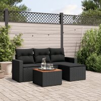 vidaXL 5-tlg. Garten-Sofagarnitur mit Kissen Schwarz Poly...