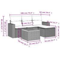 vidaXL 5-tlg. Garten-Sofagarnitur mit Kissen Schwarz Poly Rattan