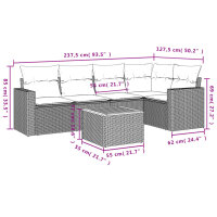 vidaXL 6-tlg. Garten-Sofagarnitur mit Kissen Schwarz Poly Rattan