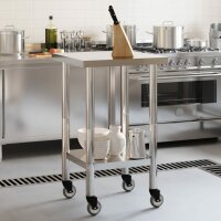 vidaXL Küchen-Arbeitstisch mit Rollen 55x55x85 cm Edelstahl