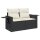 vidaXL Gartensofa mit Kissen 2-Sitzer Schwarz Poly Rattan