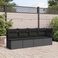 vidaXL Gartensofa mit Kissen 4-Sitzer Schwarz Poly Rattan