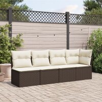 vidaXL Gartensofa mit Kissen 4-Sitzer Braun Poly Rattan