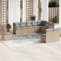 vidaXL 10-tlg. Garten-Sofagarnitur mit Kissen Beige Poly...