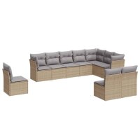 vidaXL 10-tlg. Garten-Sofagarnitur mit Kissen Beige Poly...