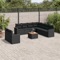 vidaXL 10-tlg. Garten-Sofagarnitur mit Kissen Schwarz...