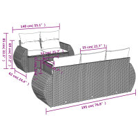 vidaXL 6-tlg. Garten-Sofagarnitur mit Kissen Schwarz Poly Rattan