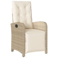 vidaXL Gartensessel mit Fußteil Verstellbar Beige Poly Rattan