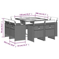 vidaXL 9-tlg. Garten-Essgruppe mit Kissen Beigemischung Poly Rattan