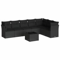 vidaXL 8-tlg. Garten-Sofagarnitur mit Kissen Schwarz Poly...