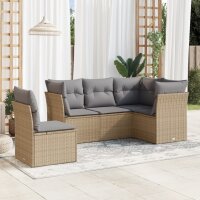 vidaXL 5-tlg. Garten-Sofagarnitur mit Kissen Beige Poly...