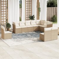 vidaXL 10-tlg. Garten-Sofagarnitur mit Kissen Beige Poly...