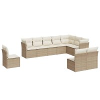 vidaXL 10-tlg. Garten-Sofagarnitur mit Kissen Beige Poly...