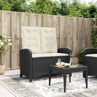 vidaXL Gartenbank Verstellbar mit Kissen Schwarz Poly Rattan