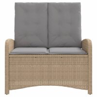 vidaXL Gartenbank Verstellbar mit Kissen Beige Poly Rattan