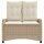 vidaXL Gartenbank Verstellbar mit Kissen Beige Poly Rattan