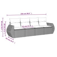 vidaXL 4-tlg. Garten-Sofagarnitur mit Kissen Grau Poly Rattan