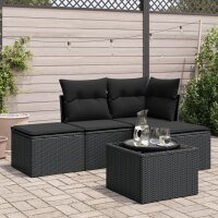 vidaXL 5-tlg. Garten-Sofagarnitur mit Kissen Schwarz Poly Rattan