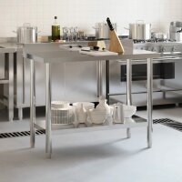 vidaXL Küchen-Arbeitstisch mit Aufkantung 110x55x93 cm Edelstahl