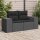 vidaXL Gartensofa mit Kissen 2-Sitzer Schwarz Poly Rattan