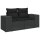 vidaXL Gartensofa mit Kissen 2-Sitzer Schwarz Poly Rattan