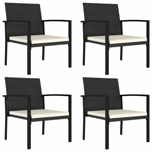 vidaXL Garten-Essst&uuml;hle 4 Stk. Poly Rattan Schwarz