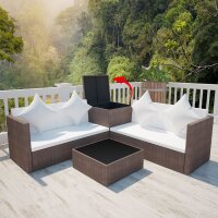 vidaXL 4-tlg. Garten-Lounge-Set mit Auflagen Poly Rattan...