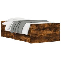 vidaXL Bett mit Schubladen Räuchereiche 75x190 cm