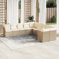 vidaXL 10-tlg. Garten-Sofagarnitur mit Kissen Beige Poly...