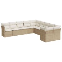 vidaXL 10-tlg. Garten-Sofagarnitur mit Kissen Beige Poly...