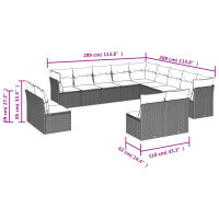 vidaXL 13-tlg. Garten-Sofagarnitur mit Kissen Beige Poly Rattan