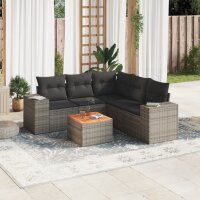 vidaXL 6-tlg. Garten-Sofagarnitur mit Kissen Grau Poly...