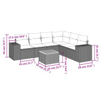 vidaXL 7-tlg. Garten-Sofagarnitur mit Kissen Grau Poly Rattan