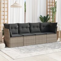 vidaXL 4-tlg. Garten-Sofagarnitur mit Kissen Grau Poly...