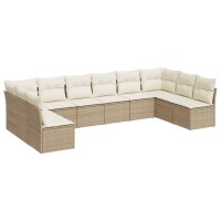 vidaXL 10-tlg. Garten-Sofagarnitur mit Kissen Beige Poly...