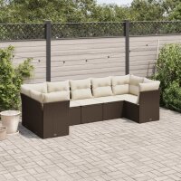 vidaXL 7-tlg. Garten-Sofagarnitur mit Kissen Braun Poly...