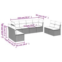 vidaXL 8-tlg. Garten-Sofagarnitur mit Kissen Grau Poly Rattan