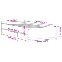 vidaXL Bettgestell mit Schubladen Wei&szlig; 90x190 cm Holzwerkstoff