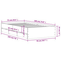 vidaXL Bettgestell mit Schubladen Wei&szlig; 75x190 cm Holzwerkstoff