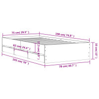 vidaXL Bettgestell mit Schubladen Grau Sonoma 75x190 cm Holzwerkstoff