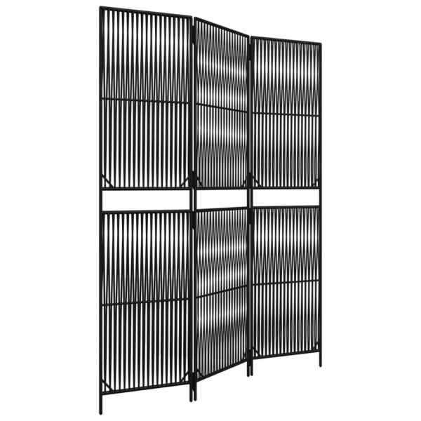 vidaXL Paravent 3-tlg. Schwarz Poly Rattan