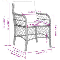 vidaXL Gartenst&uuml;hle mit Kissen 2 Stk. Braun Poly Rattan